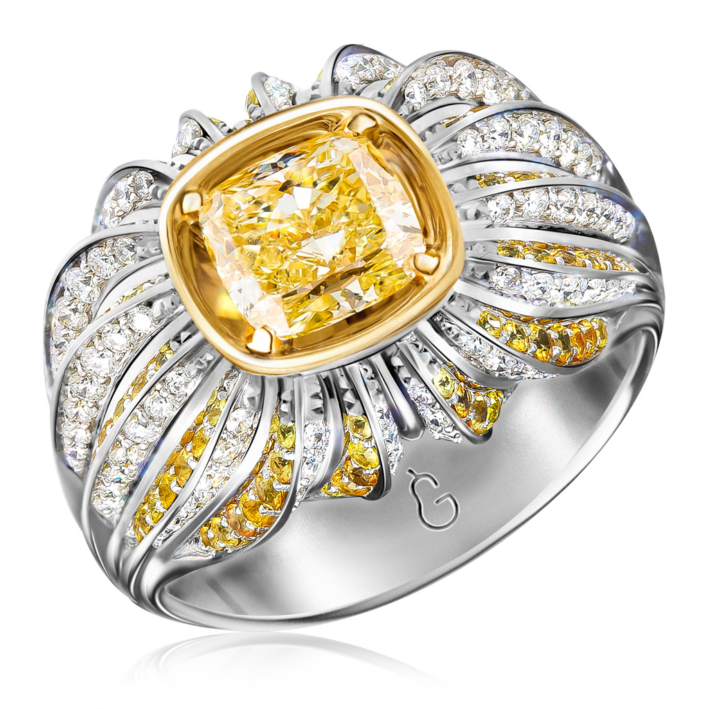 Кольцо из белого золота с бриллиантами, сапфирами Я5319514175